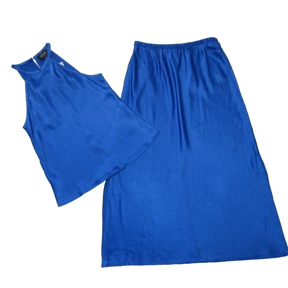 NWT J.Crew Collection Amber Top & Side-slit Skirt in Tanzanite Luster Crepe XS S